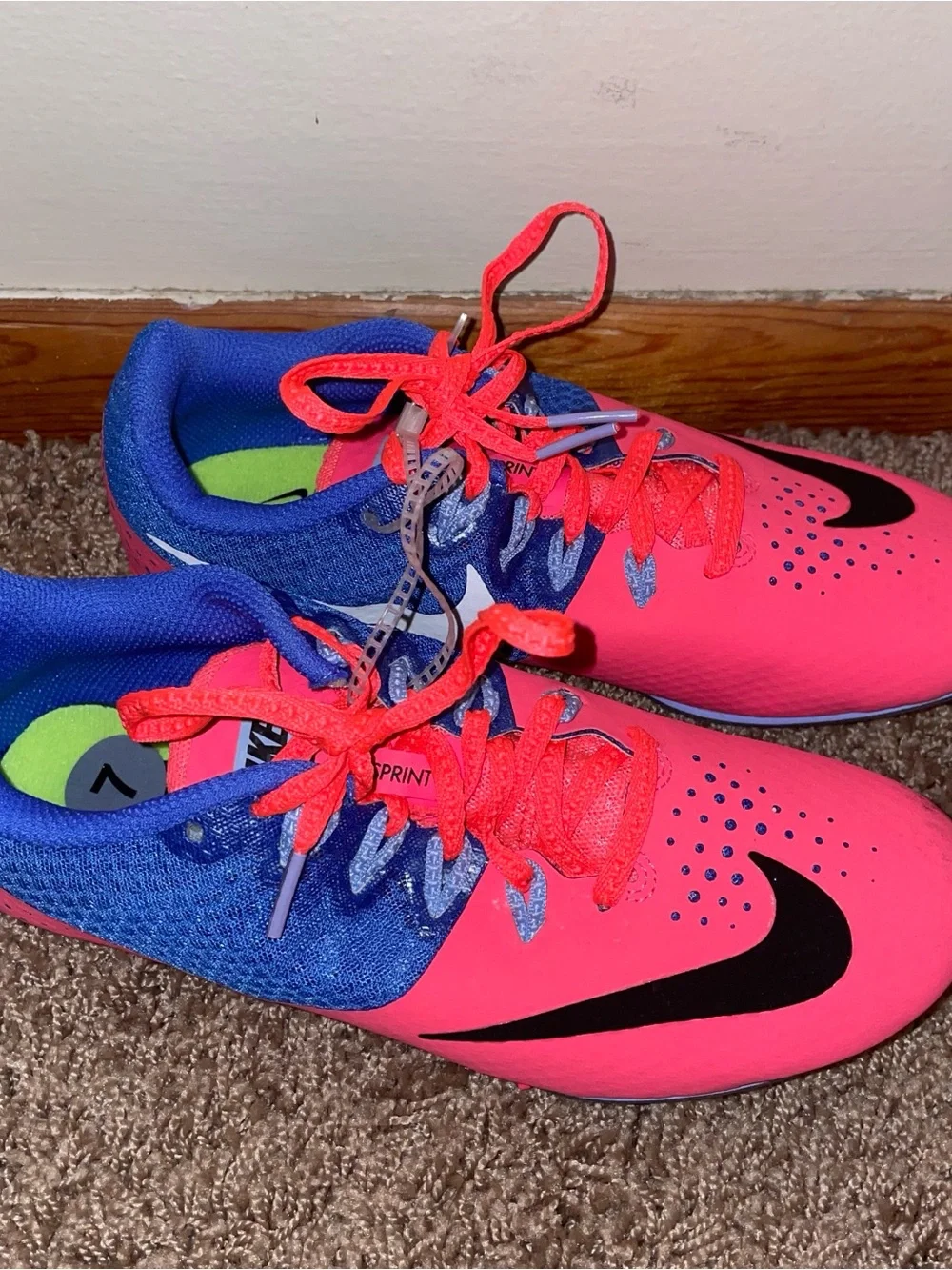 Nike Bright Pink and Blue Athletic Sneakers running/track/racing SZ.7